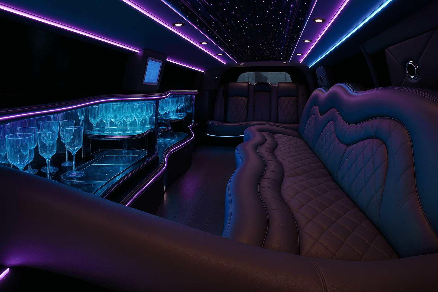10-Passenger White Limousine interior view