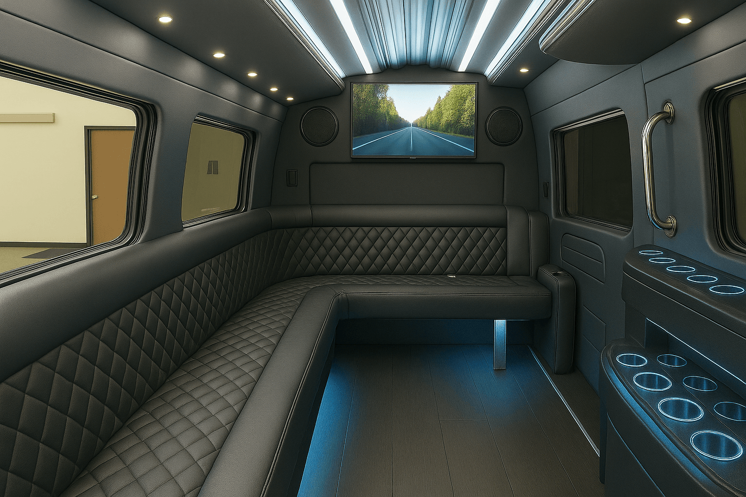 12-Passenger Limo Sprinter interior view