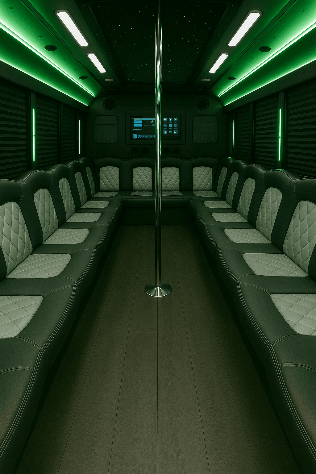 36-Passenger Party Bus interior view