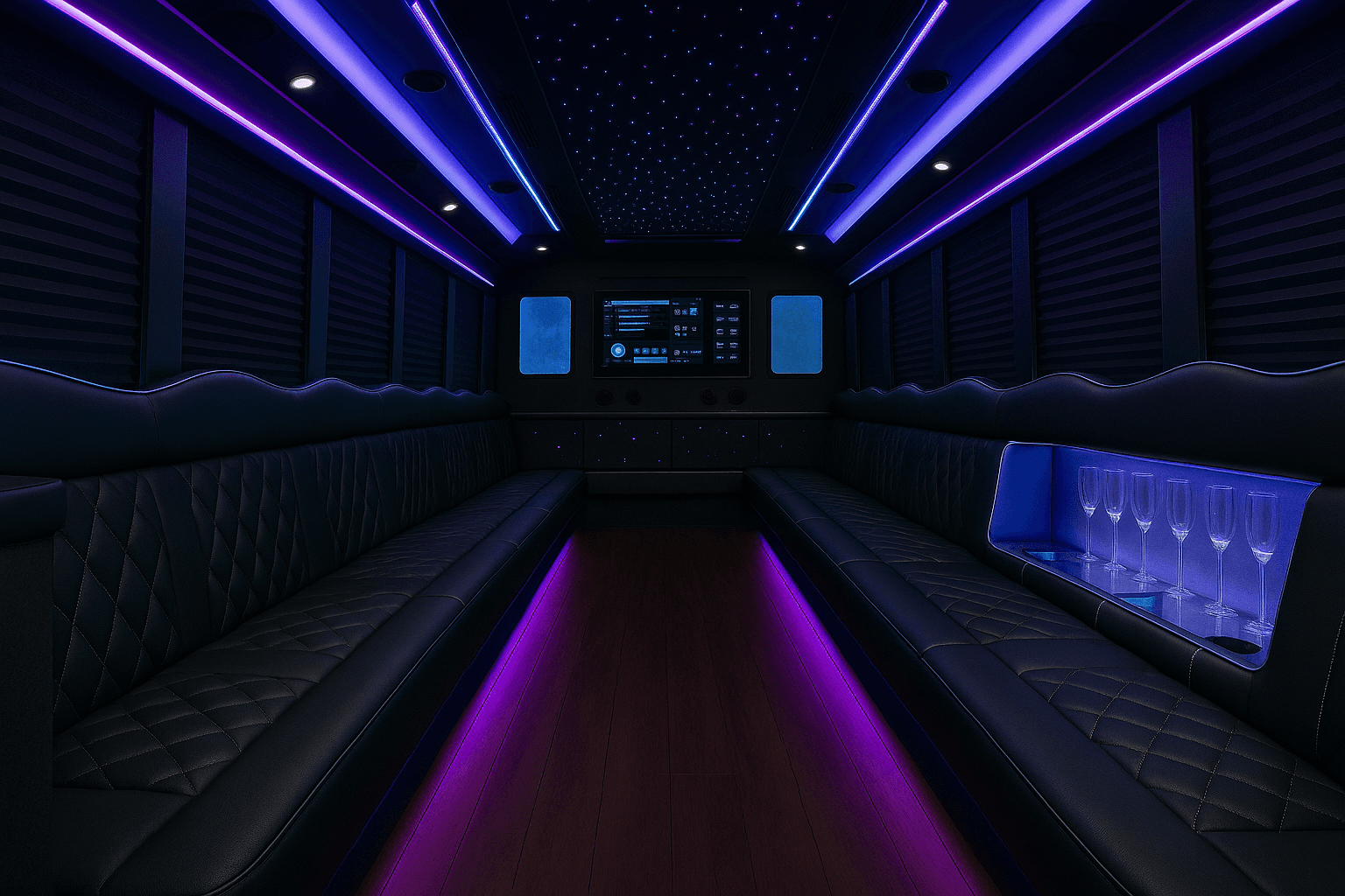 38-Passenger Party Bus interior view