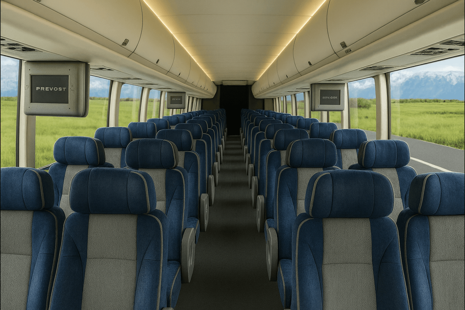 50-Passenger Coach Bus interior view