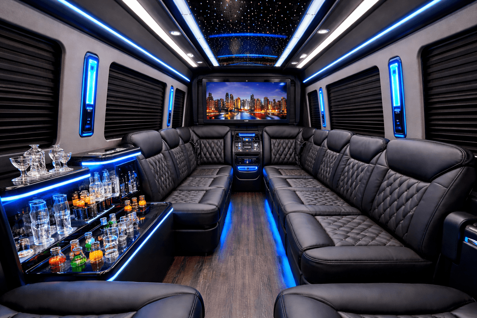 8-Passenger Limo Sprinter interior view